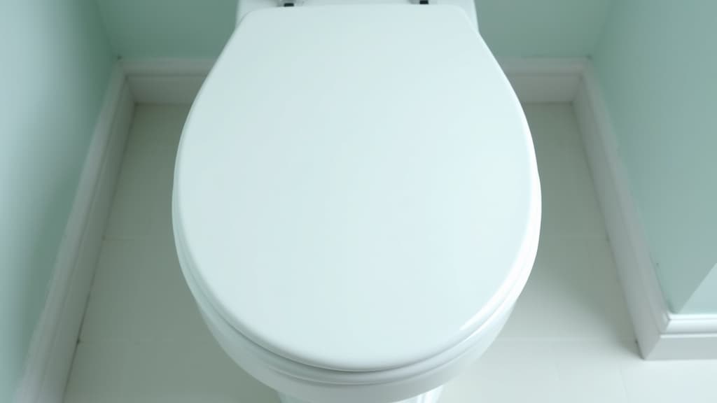 Geschlossener weißer WC-Deckel, senkrecht von oben fotografiert, um die Kontur zu bestimmen